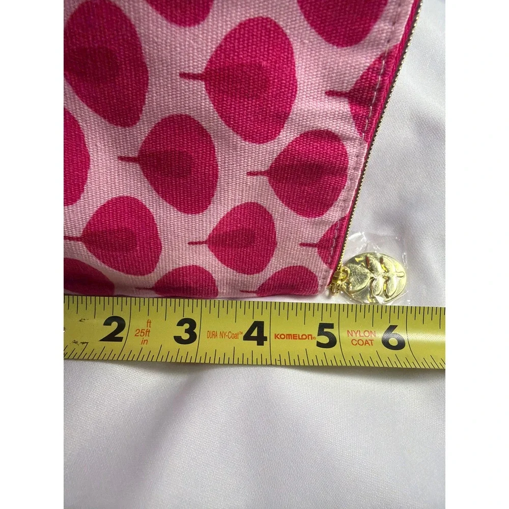 Estee Lauder Recycled Fabric Makeup Bag Womens OS Pink Leaf Pattern Travel Pouch